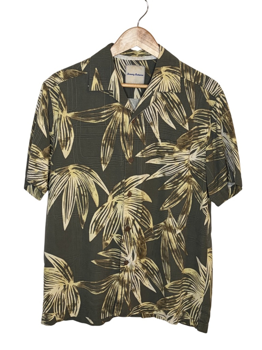 Tommy Bahama Mens M 100% Silk Hawaiian Shirt Green Leaf New Without Tags